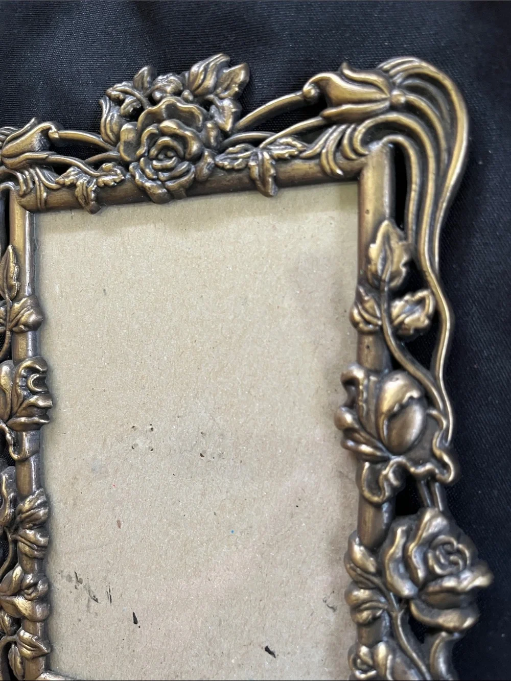 Weston Gallery Brass Bronze Tone Art Nouveau Style Rose Theme Picture Frame